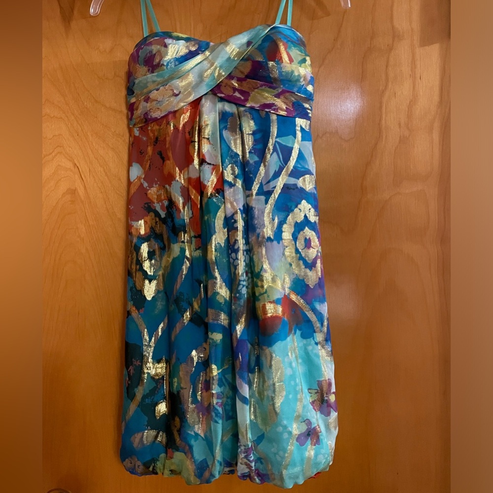 Cache Metallic Bubble Dress Size 6